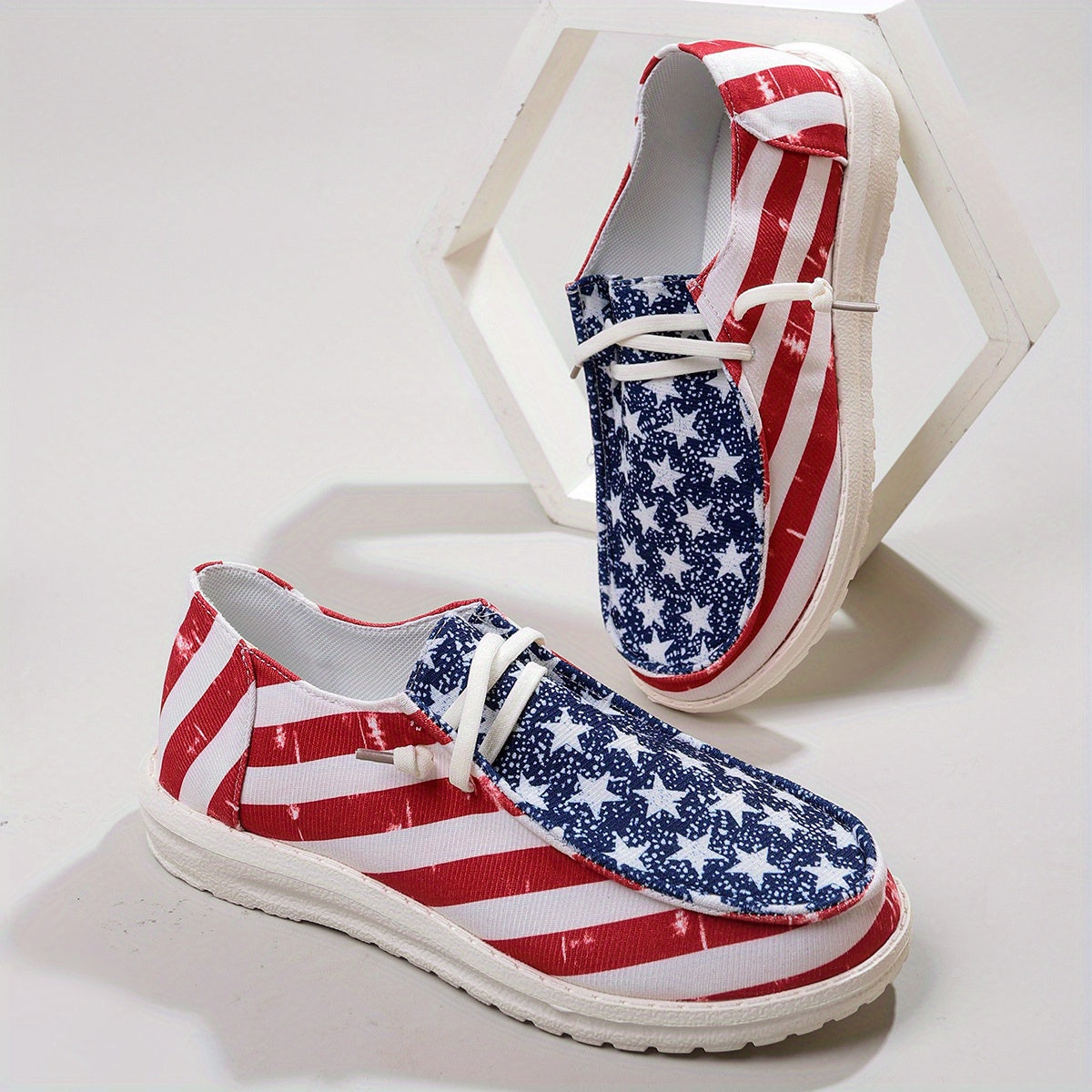 Independence Day Flag Element Canvas Shoes, Outdoor Sneakers