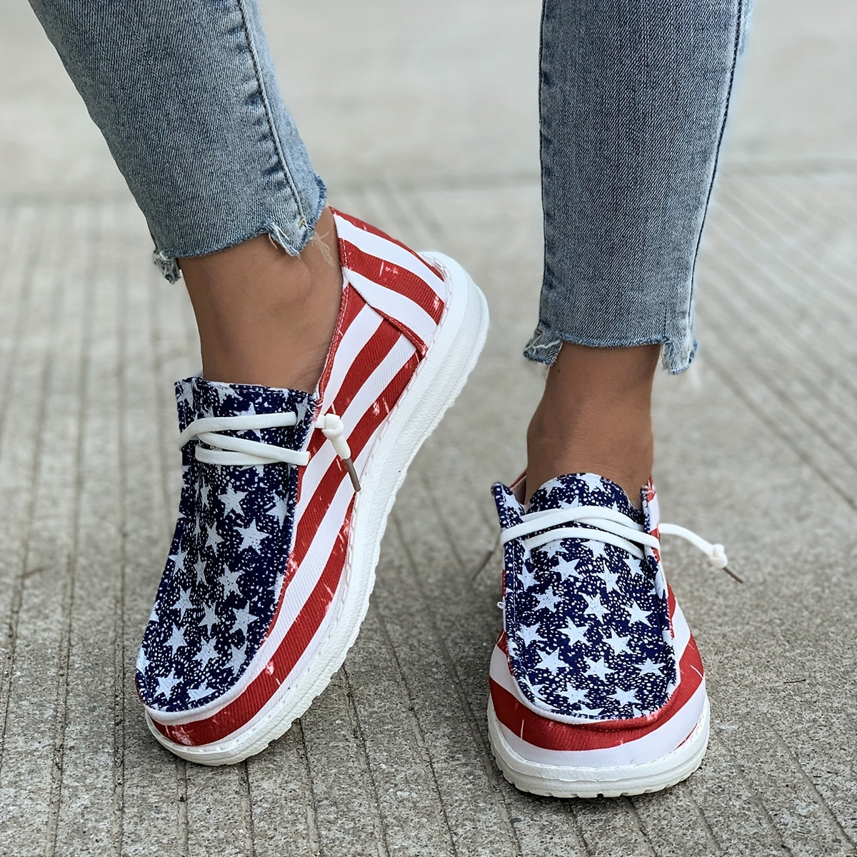 Independence Day Flag Element Canvas Shoes, Outdoor Sneakers